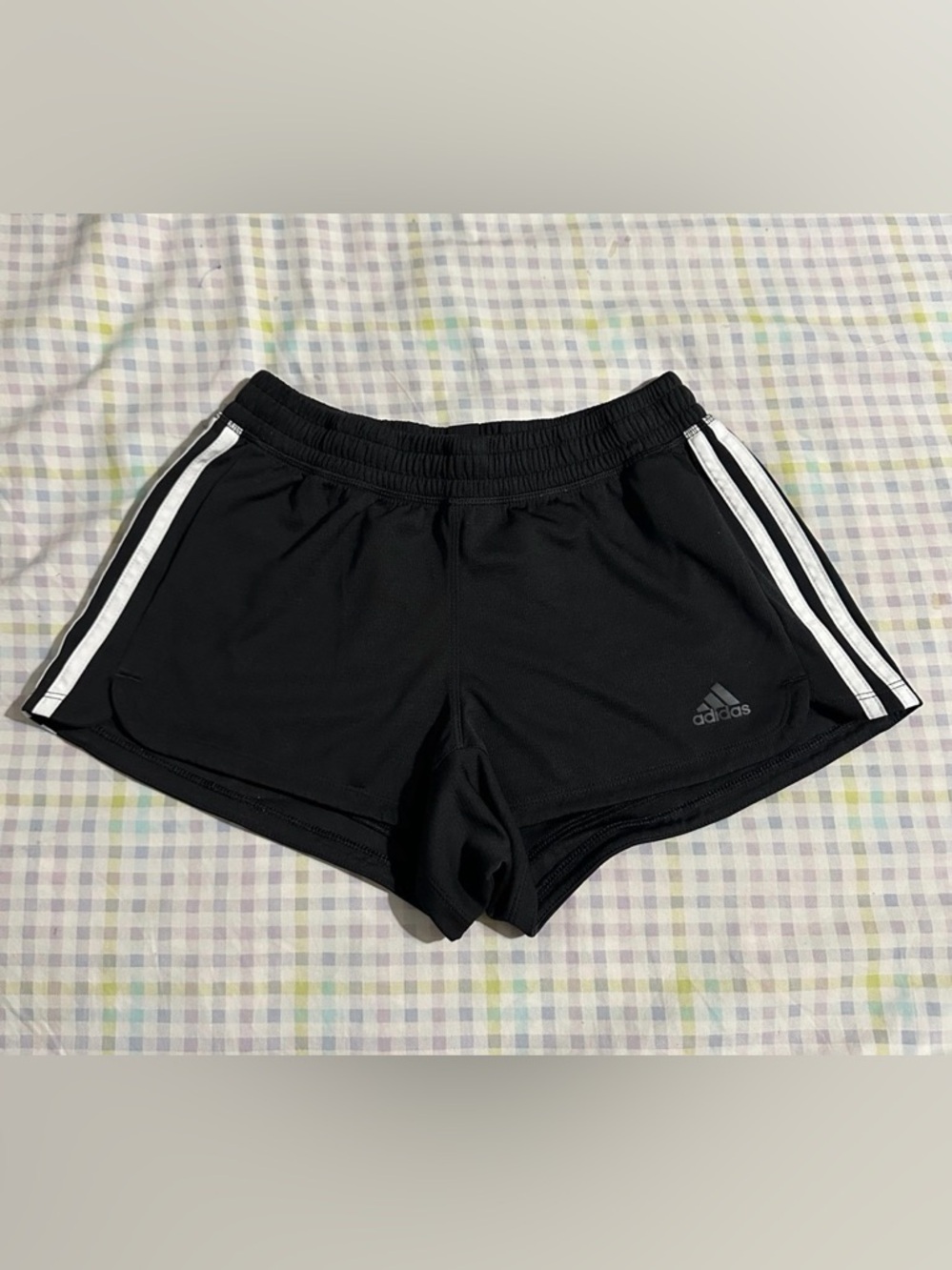 adidas Black Athletic Shorts with White Side Stripes